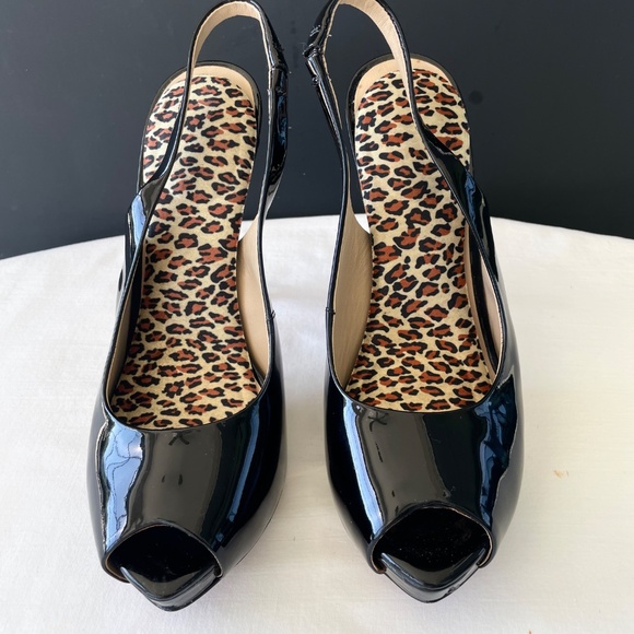 Marciano Black Patent Prep Toe Pump Slingback Heels Women’s Size 8M/38 EXC - Picture 7 of 16